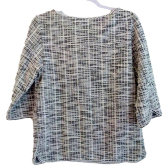 2 For $35 MAX Studio Norstroms Checker Knit top 3/4 Slv Black/wh  Sz S LIKE NEW - Picture 2 of 14